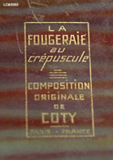 Presentation box detail for Coty's La Fougeraie au Crepuscule perfume